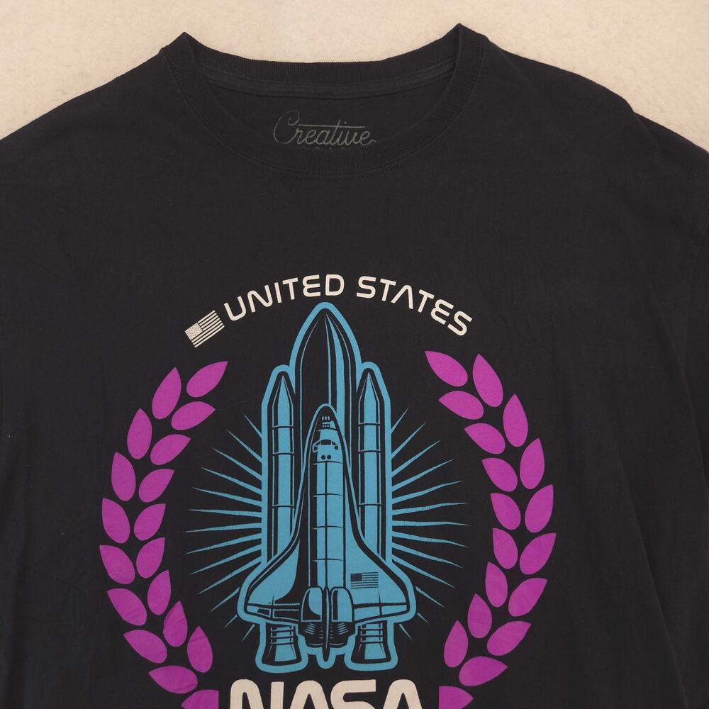 Crewative Empire Nasa Casual Short Sleeve Graphic Shirt Mens Size Large L Black
